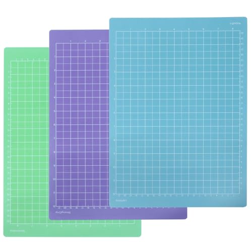 Verkelly 3 Pack 12\" x 8.5\" Cutting Mats for Cricut Joy Xtra - Reusable Adhesive Cutting Mats for Crafts, Sewing, and Quilting - 3 Pack Variety Set (Standard, Light, Strong Grip)