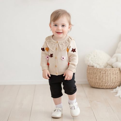 MERSARIPHY Toddler Infant Baby Girl Cardigan Sweater Button Down Long Sleeve Bows/Flowers Knit Outfits Fall Winter Clothes2