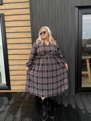 Image of TIYOMI Womens Plus Size Dresses Fall Long Sleeve Maxi Dresses V Neck Floral Spring Party Dress with Pockets XL-5XL (14W-28W)