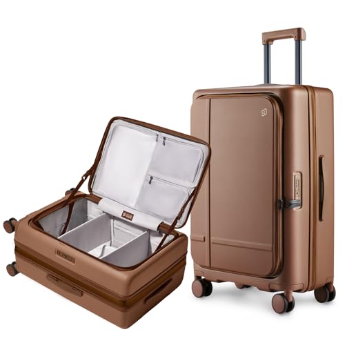 NINETYGO Medium Checked Luggage 25 Inch, Flat Top Opening