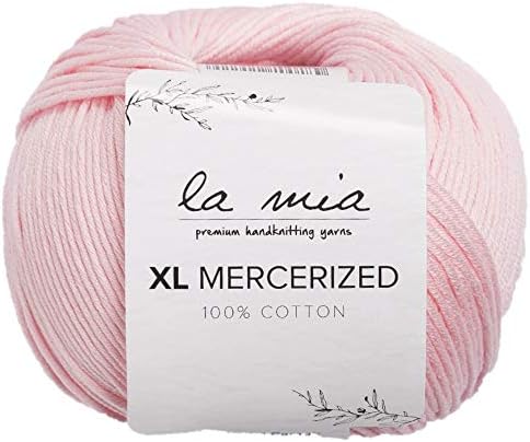 5 Ball%100 Mercerized La Mia XL Mercerized Cotton Total 8.8 Oz. Each 1.76 Oz (50g) / 103 Yrds (95m) Super Soft, Medium Worsted, Afghan, Yarn, Pink -4