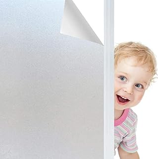 Rwest X Privacy Window Film Self Adhensive Frosted Glass Film Opaque No Glue Static Cling Sticker for Office, Bathroom Living Room and Kitchen