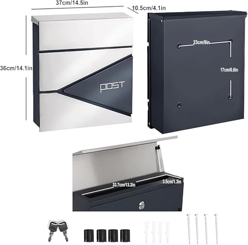Boîte aux lettres murale anthracite pour dépôt extérieur sécurisé