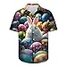 Happy Easter Shirts for Men Funny Letter Print Cute Bunny Easter Eggs Graphic Short Sleeve Button Down Hawaiian Shirt Easter Day Shirt Men C, White
