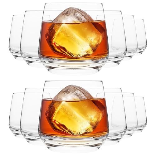 Homiu Whiskey Glass Tumbler Set | 345ml | Set of 12 | Ideal for Water Juice Scotch Cocktail | Tumbler Glasses | Whiskey Drinking Glass | Dishwasher Safe | Florence Collection
