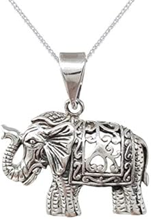 TreasureBay Elephant Silver Pendant Necklace on Chain, Pendant Necklace for Women and Men