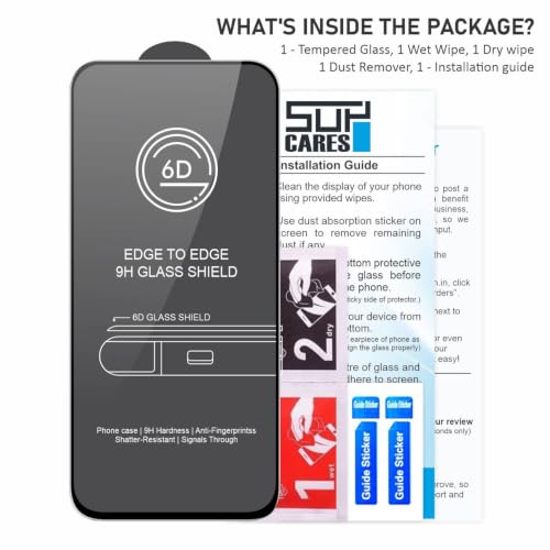 Image of SupCares Tempered Glass for Redmi Note 17 (6.99 Inch) With Installation Kit | 9H Edge to Edge Screen Protector | Black
