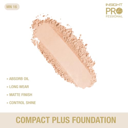 Image of INSIGHT Professional Compact Plus Foundation 15g - Shade MN16 | Creamy Pressed Powder Base with Flawless Coverage, Long Lasting & Smooth Finish