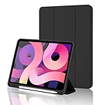 iPad (A16) 11th Generation Case 11 Inch 2025, iPad 10th Generation Case 2022 10.9 Inch with Pencil Holder, Soft TPU Back Slim Smart Protective Trifold Stand Cover, Auto Wake/Sleep, Black