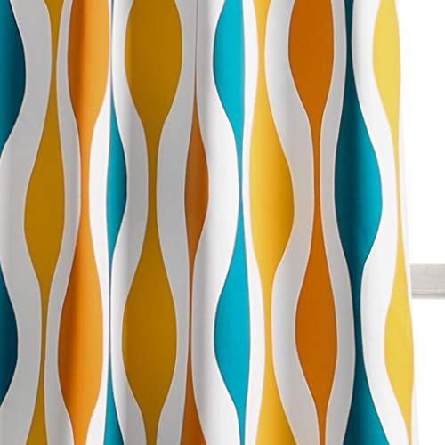 Lush Decor Mid Century Geo Room Darkening Window Curtain Panel Pair, 95" Long X 52" Wide, Turquoise & Orange #TOP4