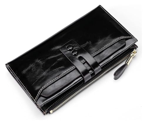 Card Bag,wallet, Card Bag,Fashion Women Leather Wallets Female Wallet Genuine Leather Ladies Purse Hasp Women Purses Long Card Holder(Black)