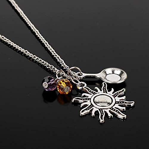 Preisvergleich Produktbild Halskette Herren Halskette Mode Prinzessin Rapunzel Tangled Charm Halskette Antike Bratpfanne Sun Crystal Bead Anhänger Halskette Für Frauen Mädchen Geschenk