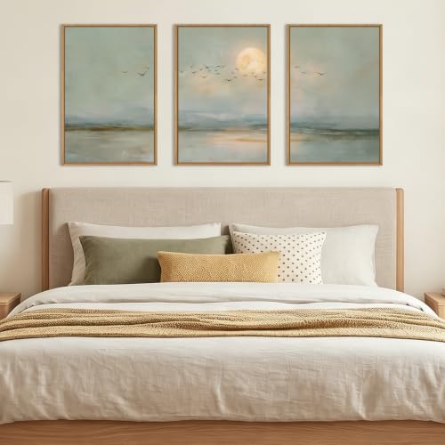 CHDITB Large Abstract Green Moon Framed Canvas Wall Art Set by CHDITB - Used condition - Image 6