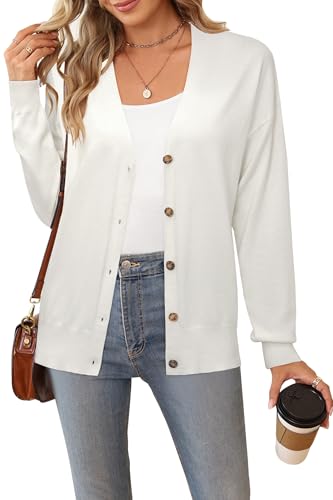 Image of Arach&Cloz Women's Wool Blend Oversized Lightweight Spring Business Casual Cardigan Sweaters