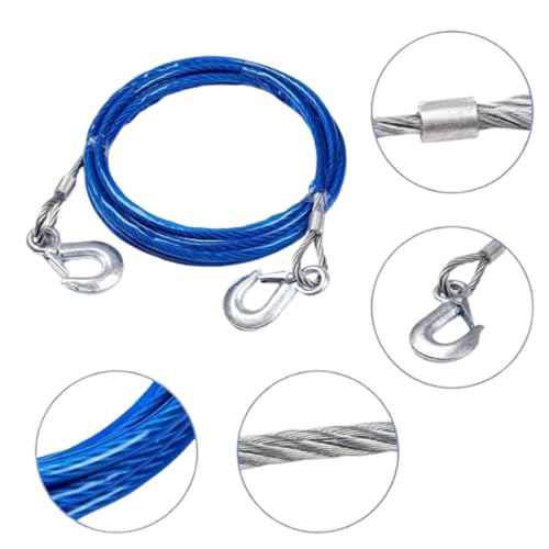 Image of JAGGER JAG301 Universal 4 Meter Stainless Steel Wire Car Towing Cable /Towing Rope for All Cars /Vehicals with Both Side Hooks, Tow Capacity (5 TON)