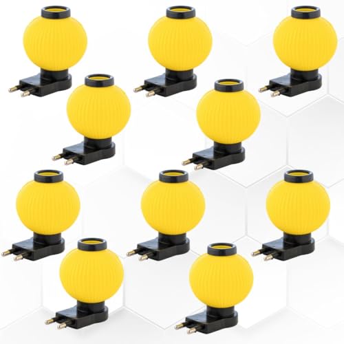 Image of Hi-Plasst Yellow Plug in LED Night Light - 10 Piece Energy-Saving 0 Watt Bulb Lamp for Bedroom, Wall, Study Desk & Side Table Illumination