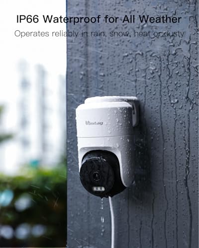 Image of VIMTAG Pan /Tilt Outdoor Security Camera, 2.5K 4MP WiFi Home CCTV Camera, 360 View & Motion Tracking, Color Night Vision, 2-Way Audio, AI Detection Alarm, IP66, Cloud & SD Card Storage, Works w /Alexa