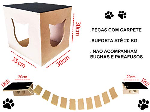 Kit Play Nicho de Gato Mdf Crú Cat 7 Peças Prateleira Degraus Toca C21
