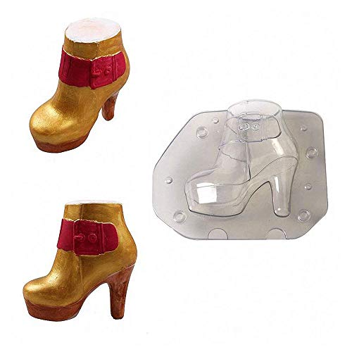 3D High Heel Women Boots Chocolate Mold - MoldFun Lady Leather Stiletto Shoes Plastic Polycarbonate Mould for Fondant, Candy, Cake Decorating