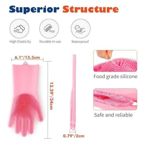 Image of Pet Glove, Grooming Tool, Furniture Pet Hair Remover Mitt (Pink)