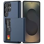 Nvollnoe for Samsung S25 Ultra Case with Card Holder Dual Layer Heavy Duty Protective Case Hidden Card Slot Slim Wallet Case for Samsung S25 Ultra 6.9''(Blue)