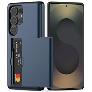 Nvollnoe for Samsung S25 Ultra Case with Card Holder Dual Layer Heavy Duty Protective Case Hidden Card Slot Slim Wallet Case for Samsung S25 Ultra 6.9”(Blue)