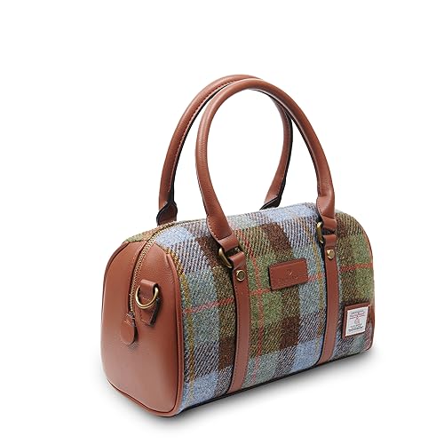 Islander The Medium Duffel Harris Tweed & Microfibre Leather (Chestnut and Blue Tartan)3