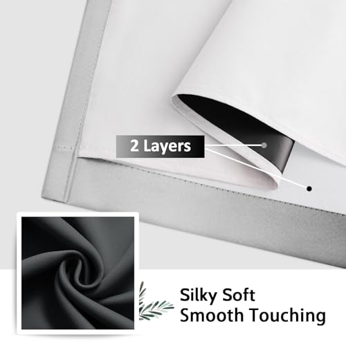 Image of SimpleHome Ombre 100% Blackout Curtains for Bedroom 84 Inches Long, Black with White Liner Room Darkening Thermal Insulated Grommet Curtain /Drapes for Living Room,2 Panels Set