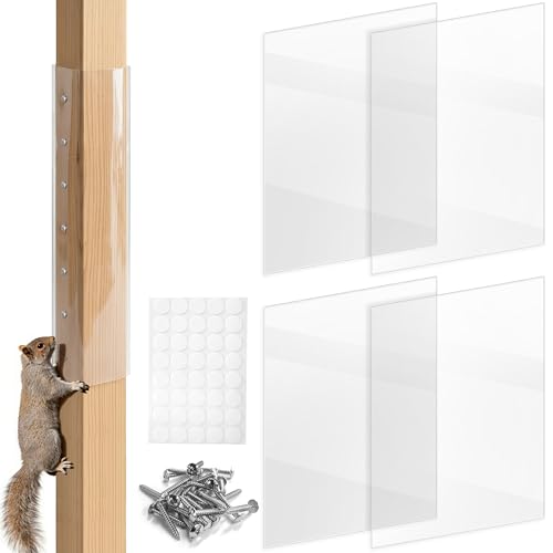 FULEIYA Squirrel Baffle for Bird Feeder Pole 4 Pack PET Squirrel Guard for Bird Feeder Pole 4x4 Posts Square Squirrel Blockers for Bird Feeders 16 X 20