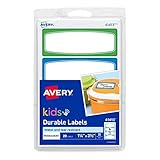 Avery 1.25 x 3.5 Inches Durable Labels for Kids Gear, Assorted, Pack of 20 (41413)