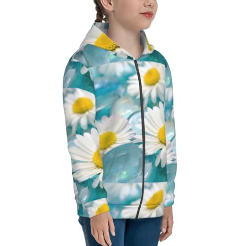 Daisy Flowers Kid Hoodies Boys Zip Up Sweatshirts Girls Pullover with Pocket4