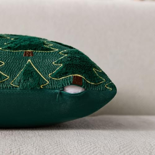 Image of Allorry Christmas Pillow Covers 20x20 inch Set of 2 Christmas Decorations Soft Plush Faux Fur Wool Green Christmas Tree Throw Pillow Cases Winter Holiday Decor for Sofa Living Room PT-012A20