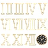 BENECREAT 12 Packung Acryl Römische Ziffern Set für DIY Wanduhren Herstellung 40mm Uhrenzahlen Kit mit Kompletten 1~12 Ziffern für Heimdekoration und Bastelprojekte Gold