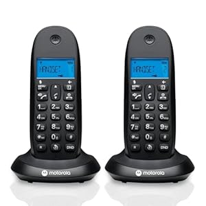 Motorola C1002CB+ - Set van 2 DECT digitale draadloze telefoons - Oproepblokkeringsmodus, nummerherkenning, handsfree, telefoonboek met 50 nummers - Zwart