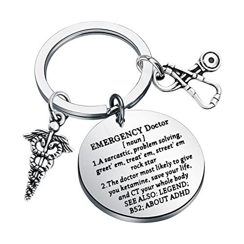 Image of CENWA Emergency Medicine Doctor Definition Keychain ER Doctor Gift Medical Student Gift (Emergency Doctor K)