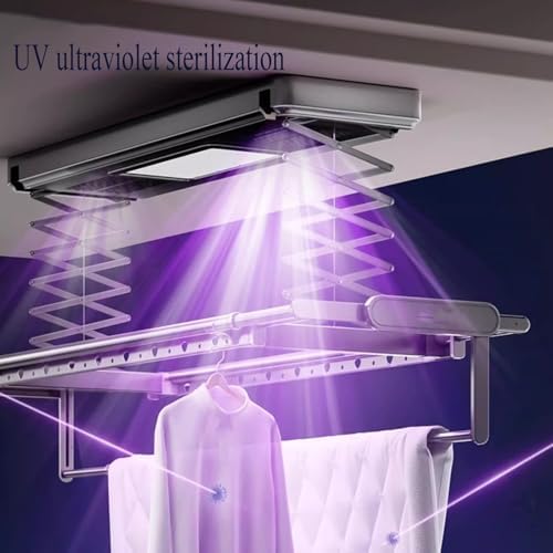 Electric Folding Clothes Drying Rack - 120cm Metal, Telescoping Design, 35kg Capacity, Built-in Heater Fan for Fast Efficient Laundry Drying, Space-Saving Solution