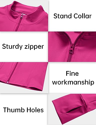 FEOYA Jaqueta feminina de ioga de secagem rápida, zíper completo, jaqueta de treino atlético, manga