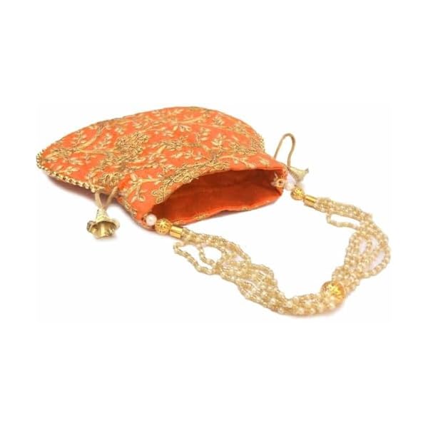 Royal Pouch Rajasthani Style Royal Clutch Silk Batwa Bag Wristlets Ethnic Potli for Women's Zari Work Potli Bridal Potli - Image 4