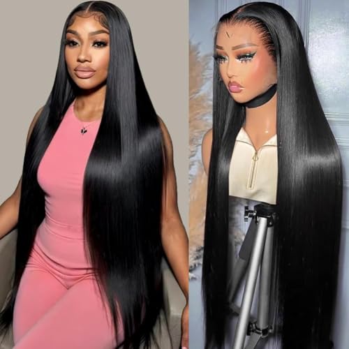 12A Straight Lace Front Wigs Human Hair 13x6 HD Transparent Lace Front Wigs for Women 24 Inch 180 Density Glueless Brazilian Virgin Hair Lace Frontal Wig Pre Plucked