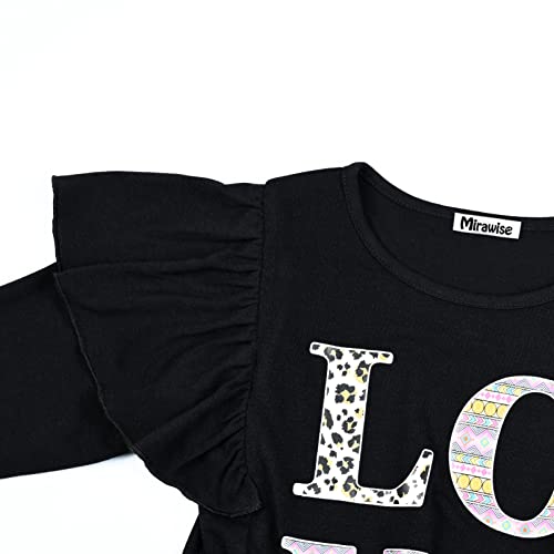 Girls Ruffle Shirts Blouse Black Leopard Shirt Front Tie Blouses Top 10-12 10 11 #TOP3