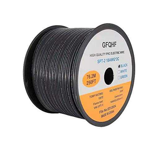GFQHF UL Listed 250 pies cable de la lámpara a granel, calibre 18, SPT-2 Cover
