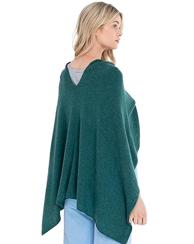 Cashmere -100% Cashmere Draped Dress Topper Poncho (Wild Wood/Green)3