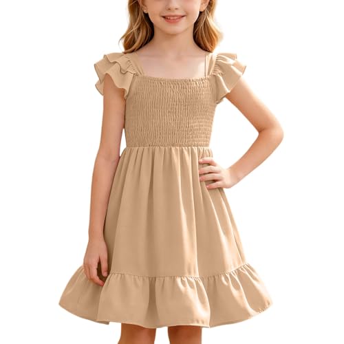 Robe trapèze pour fille décontractée à volants et col carré