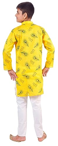 Image of Regular Fit Casual & Ethnic Wear Solid Lightweight Boy's Cotton Kurta Pyjama Set
