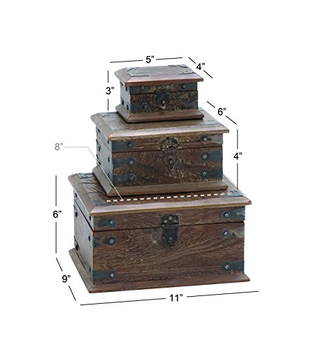 Boîtes en bois de récupération Deco 79 lot de 3 pour rangement empilable rustique
