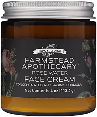 Farmstead Apothecary 100% Natural Anti-Aging Rose Water Face Cream 4 oz