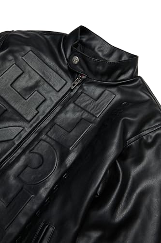 Diesel Boys Coated Fabric Biker Jacket With Maxi Logo4