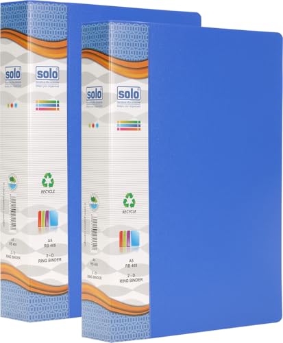 Image of Solo 2-D A5 Ring Binder File Folder -Pack of 2 | Office Document Organizer with Inside Pocket, Presentation Display Plastic Voucher File for Certificates, Portfolio, Papers & Projects