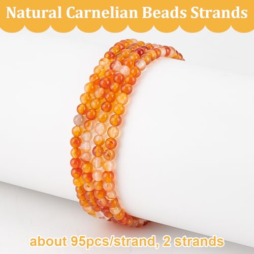 OLYCRAFT About 190pcs 4mm Natural Carnelian Beads Round Carnelian Stone Beads Carnelian Beads 1mm Hole Round Gemstone Beads Loose Spacer Bead for Bracelet Necklace Jewelry Making Clothing Beading - Image 4