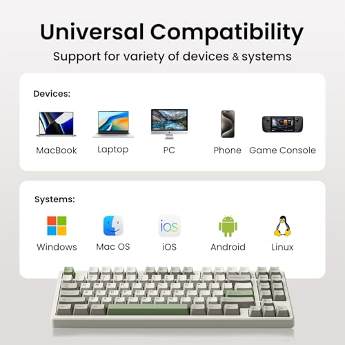 Image of Kisnt KN85 Wireless Mechanical Keyboard, 75% Layout, Bluetooth /2.4GHz /USB-C, Custom RGB Backlit, Hot-Swappable Linear Switch, Creamy Sound for Gaming /Typing (Industrial Gray)